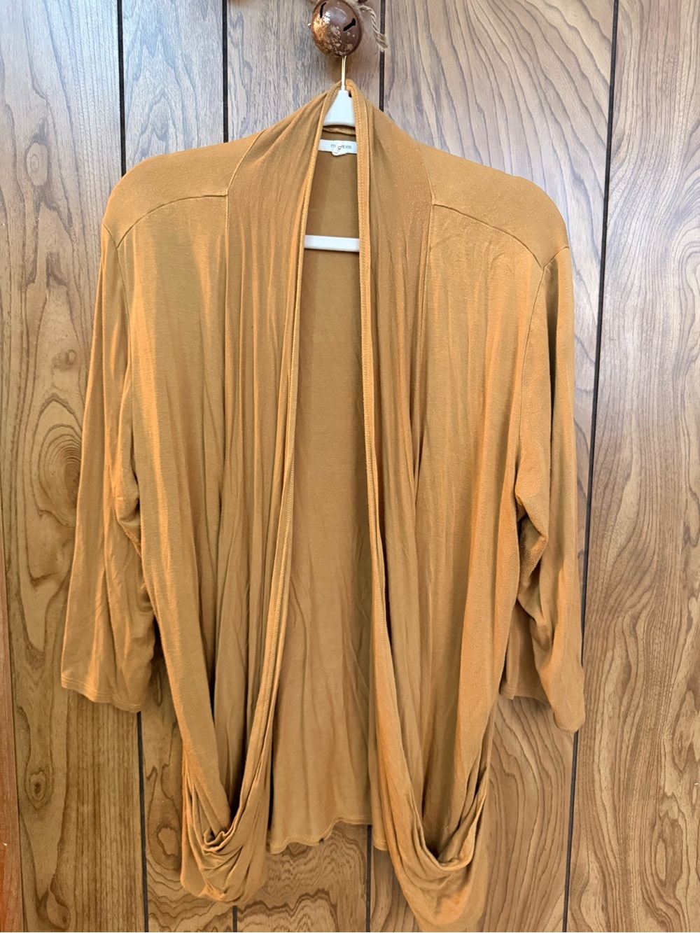 Maurices XL Mustard Camel Waterfall Open Front Draped Cardigan